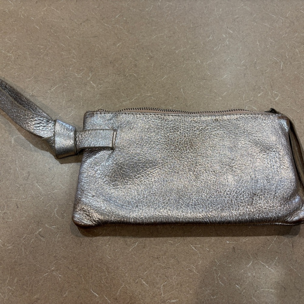 Able Rachel Rose Gold Metallic Wristlet Clutch